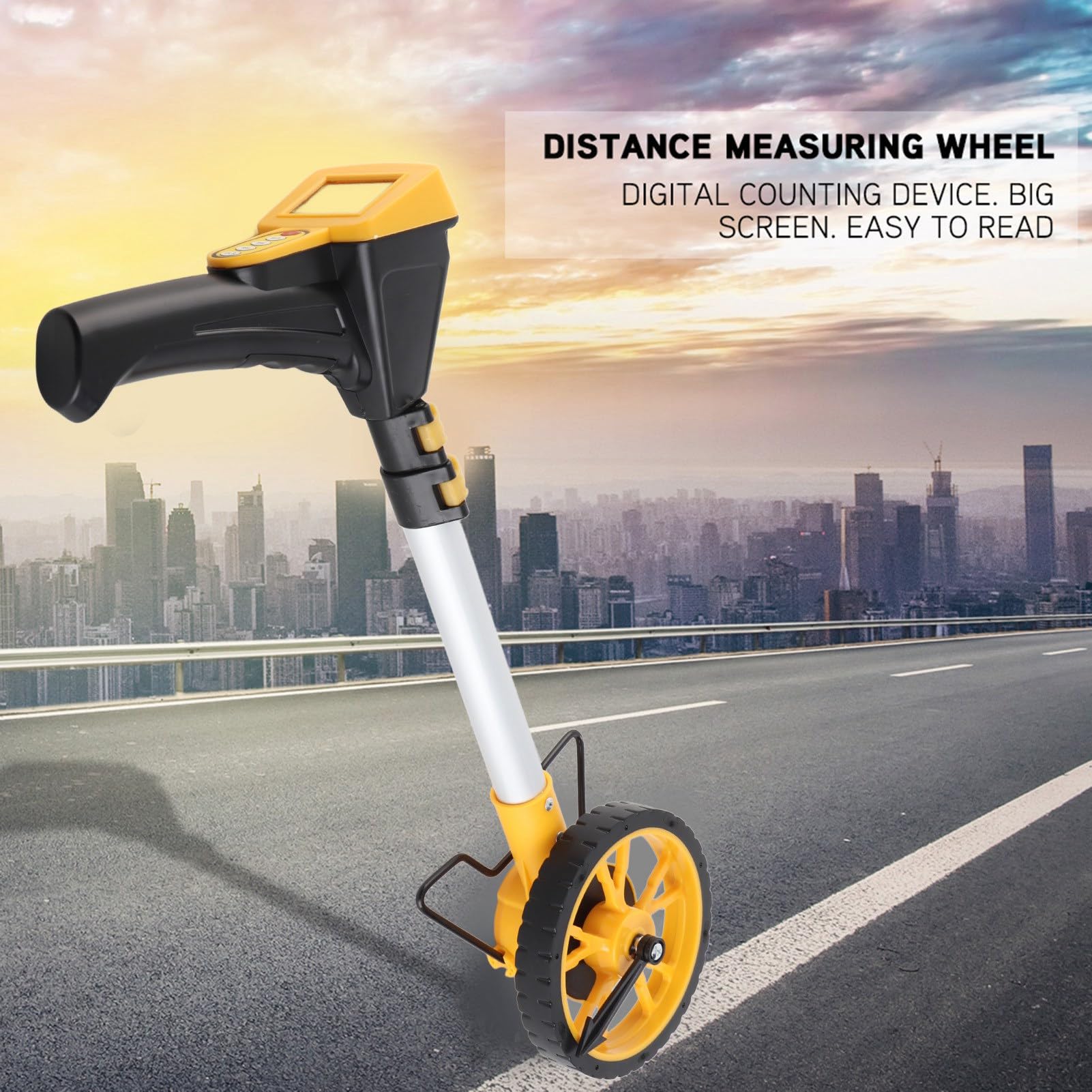 Rueda de Medición de Distancia Medida Digital Plegable Antideslizante para Trabajadores Constructores Terrenos Carreteras