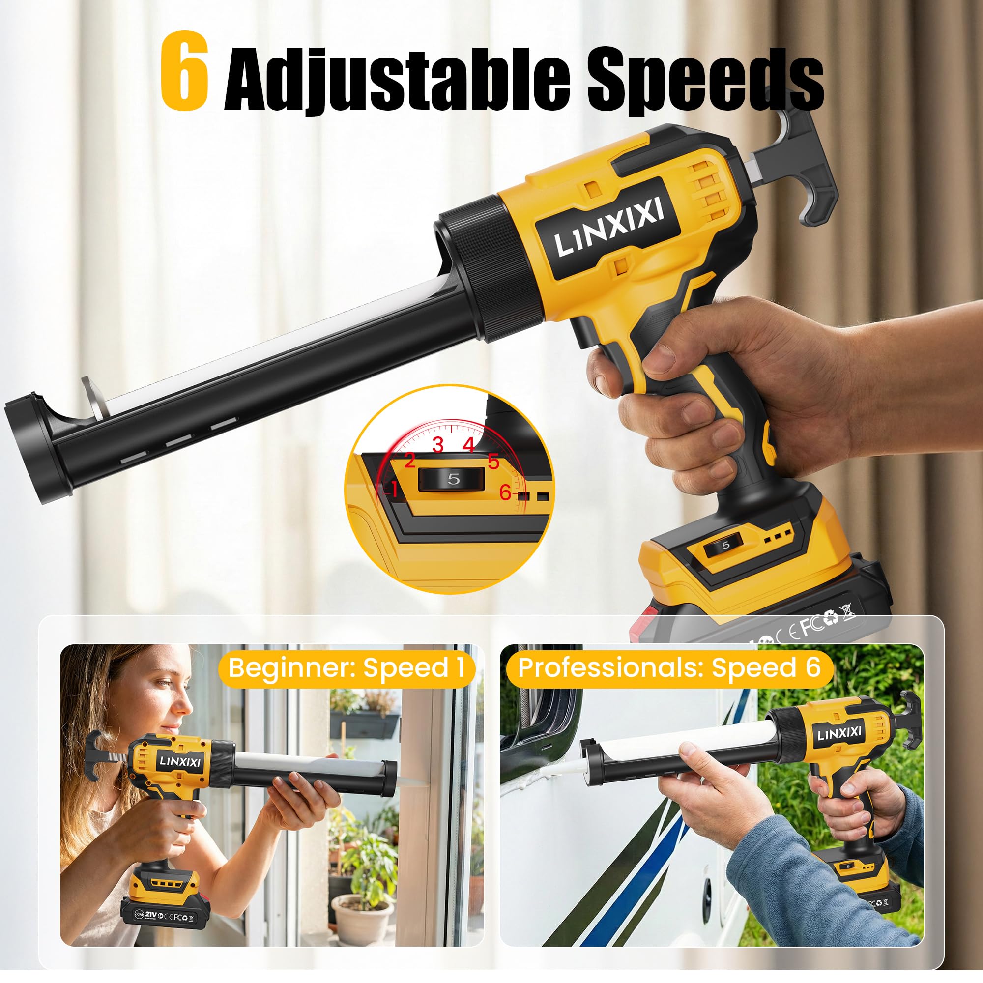 Pistola selladora de silicona inalámbrica con 2 baterías de 2000 mAh