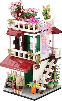 wriyvngs Street View Mini Building Blocks Flower House Shop Store Building Kit Simulation Construction Educational Creative for Adults 953 pcs