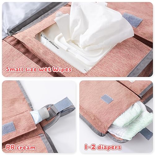 Miniatura 6 de Cambiador de pañales portátil, almohadillas de cambio de pañales de viaje lavables y plegables, tapete cambiador de bebé grande con bolsillo para