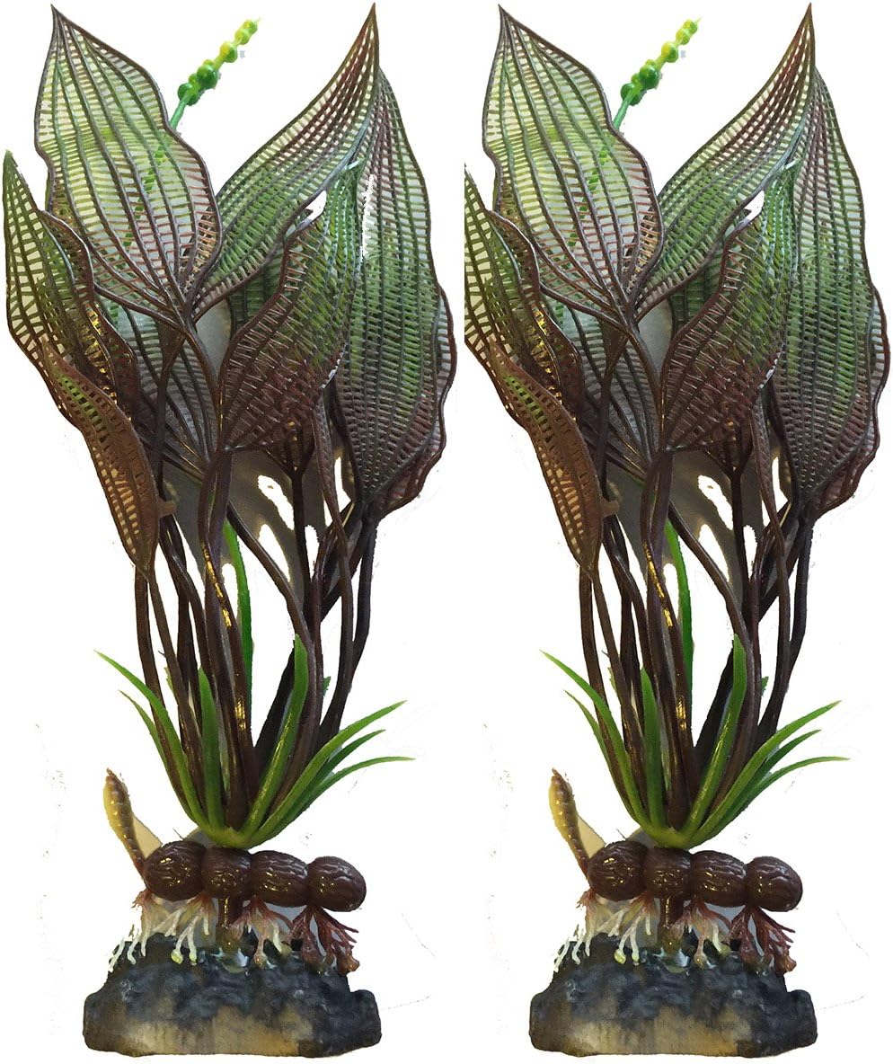 2 Pack - Madagascar Flowering Lace 6.5 Inch Artificial Plants for Tropical Fish Aquariums & Terrariums & Betta Fish!
