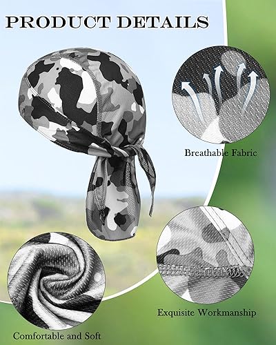 Miniatura 9 de Foaincore Paquete de 8 gorras de calavera Do Rag para hombre que absorben el sudor con forro de casco de enfriamiento para ciclismo motocicleta