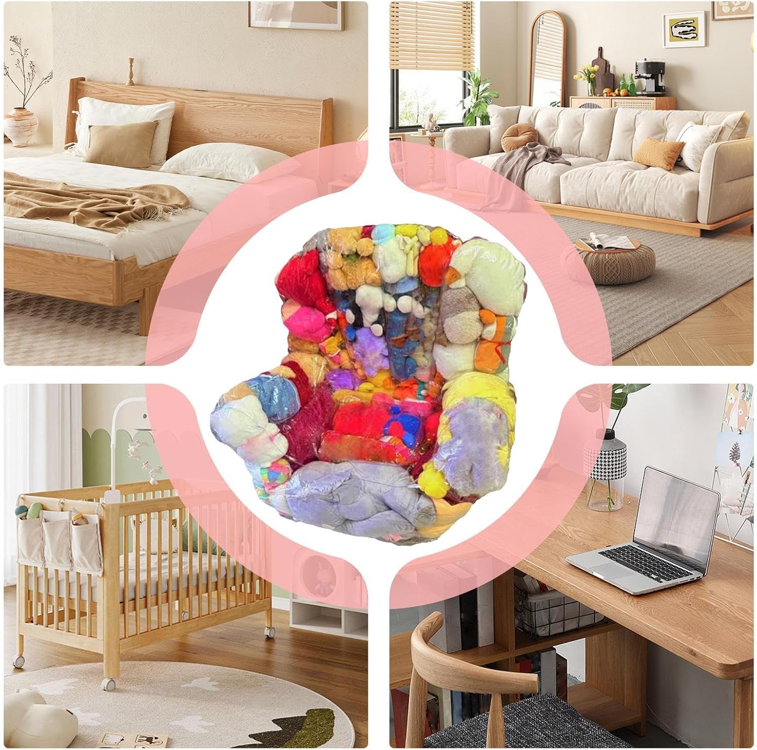 Transparent Children's Plush Animal Bean Bag Chair Cover Storage Sofa Stool Can Sit On Adult Sofa Small Home Transparent Zipper Chair Suitable for Children's Plush Toy Storage and Organiz