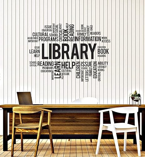Vinilo adhesivo de pared Biblioteca Palabras Nube Sala de lectura Lector Escuela Pegatinas Mural Decoración grande (ig6143) Negro