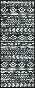 Lahome Boho Moroccan Kitchen Rugs Bundle - 2x3 and 2x5 Black and White Kitchen Rug Non Slip Washable Bathroom Rug with Rubber Backing