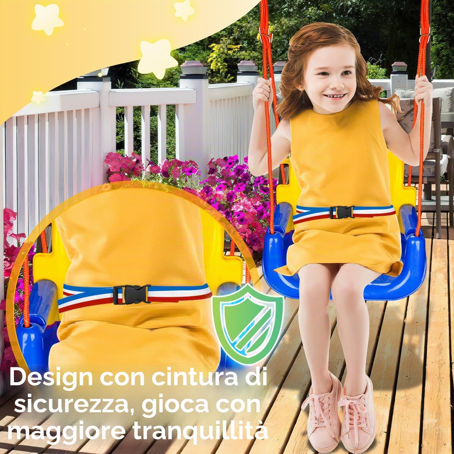 Altalena per bambini 3 in 1 fino a 50 kg, seggiolino rimovibile, regolabile in altezza, altalena per bambini che cresce con il bambino per esterni e interni