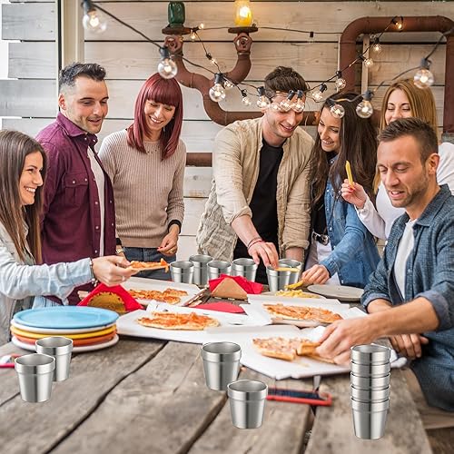 Miniatura 6 de Amyhill 12 vasos de acero inoxidable de 6 onzas, vasos aislados de doble pared, reutilizables, apilables, tazas plateadas, vasos de viaje de metal,