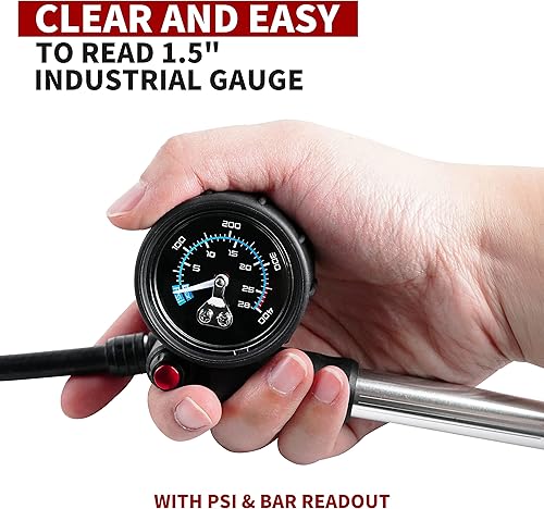 Miniatura 4 de BV Mini bomba de bicicleta portátil de marco, inflador de bomba de bola de aire con agujas de bomba de bola, se adapta a Presta y Schrader, válvula