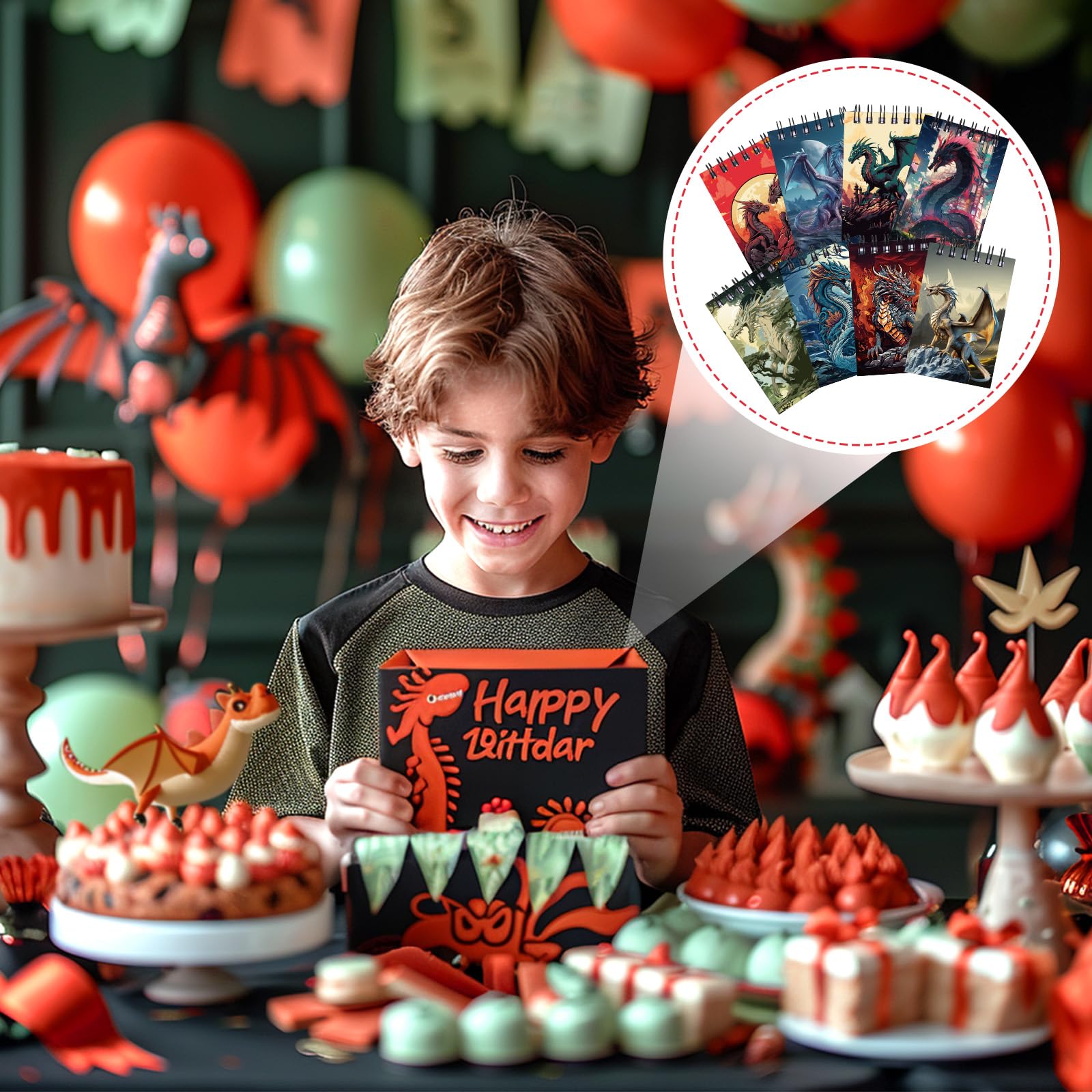 24Pcs Dragon Birthday Decorations for Boys Girls Birthday Mini Dragon Notebooks Dragon Party Favors Classroom Rewards Notebooks for Dragon Birthday Christmas Xmas Party Favor Supplies 2.36 x 3.54 Inch - Image 3