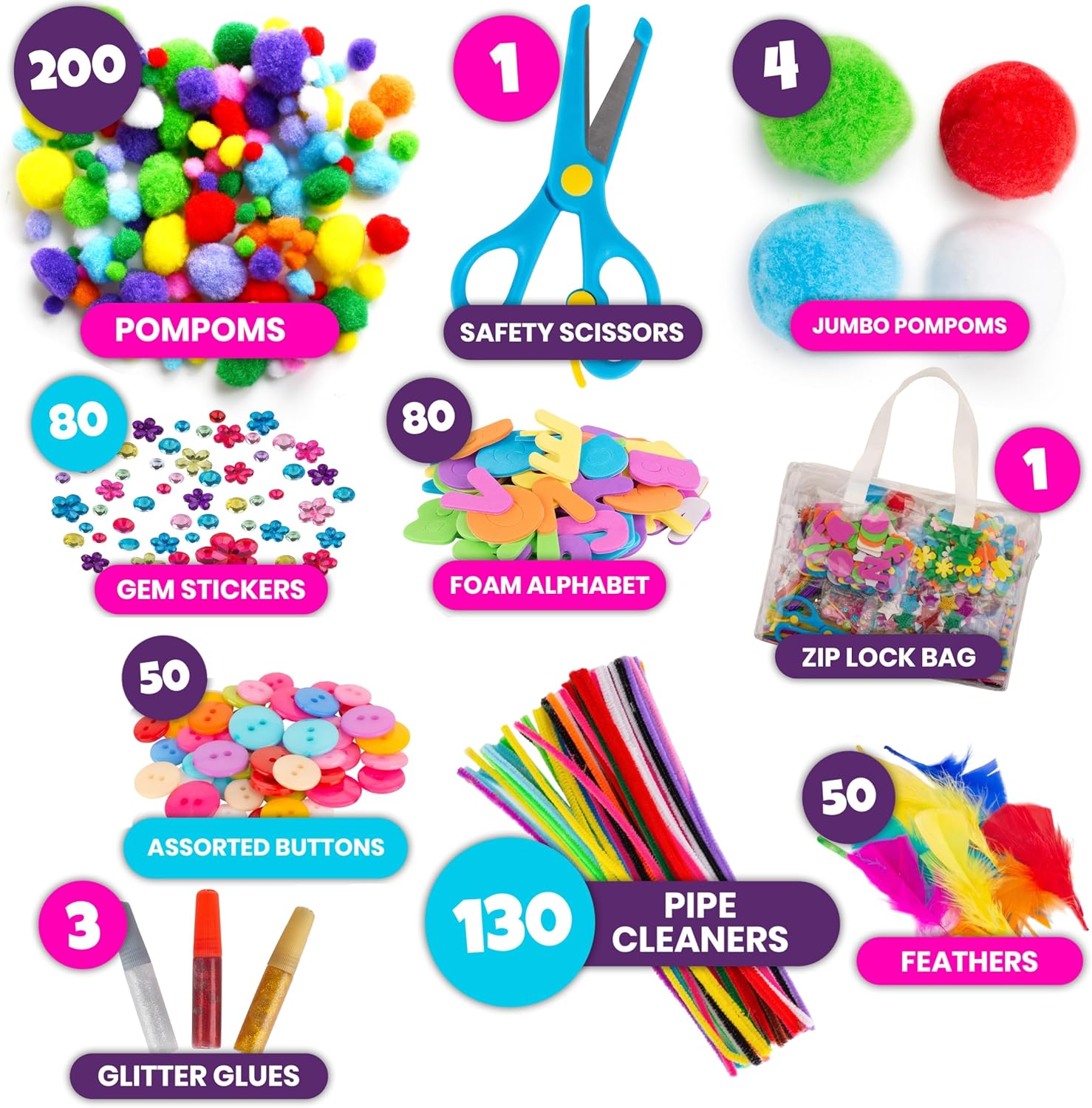 Blue Squid 2000+pcs Craft Kits for Kids, Ages 4-9 Girl Boys Gifts Arts and Crafts for Kids Craft Kits Toys for 4-9 Year Old Girls Boys Birthday Presents Gifts Crafts for 4-10 Year Olds 2000+ pcs Craft Bag