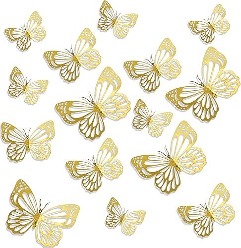 Miniatura 8 de Calcomanías de pared 3D, 24 mariposas negras, decoración de pared, decoraciones de fiesta para cumpleaños (estilo uno)