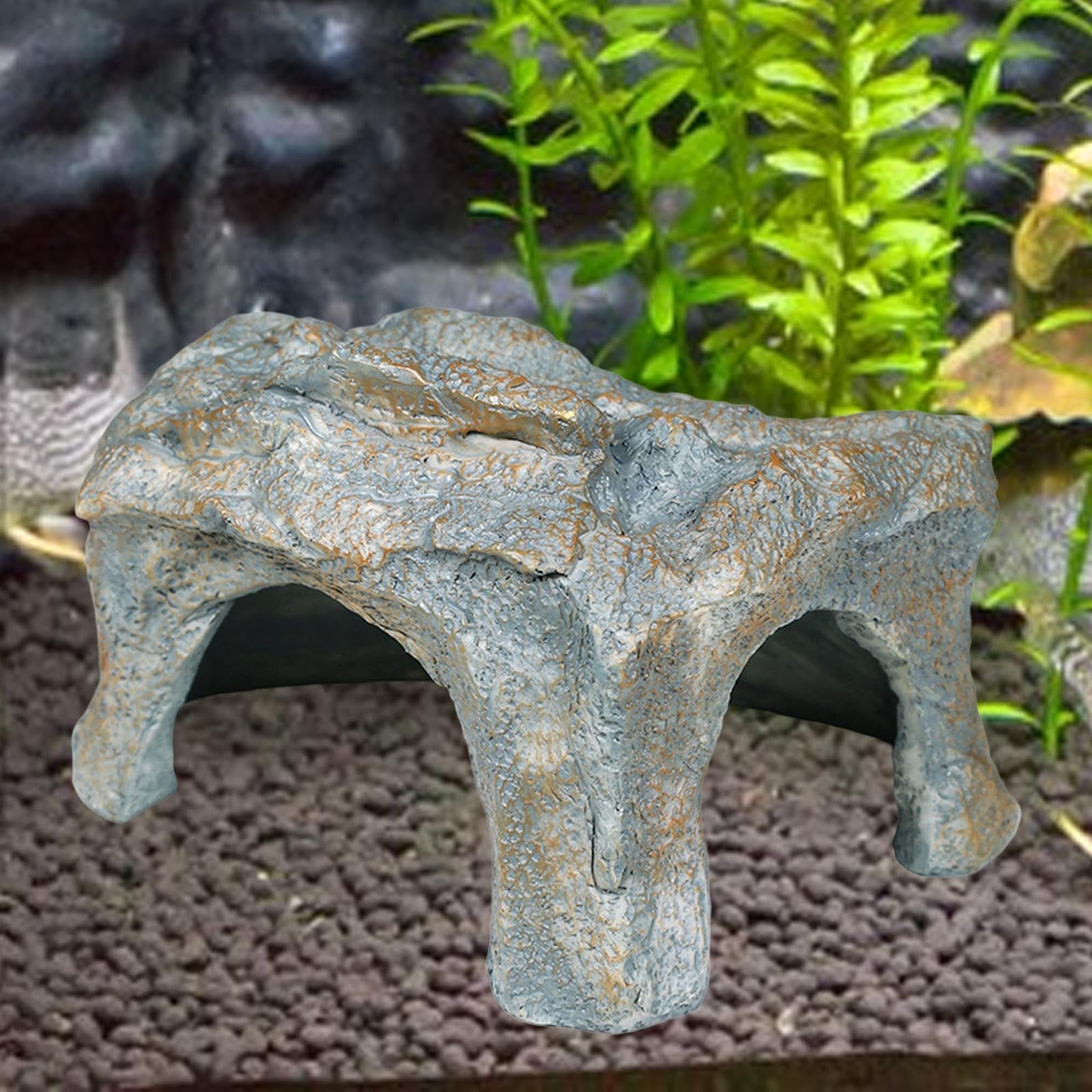 perfk Cachette pour Reptiles, Aquarium, Fausse Grotte rocheuse, abri, aménagement paysager, décoration d'aquarium, résine pour lézards, Amphibiens