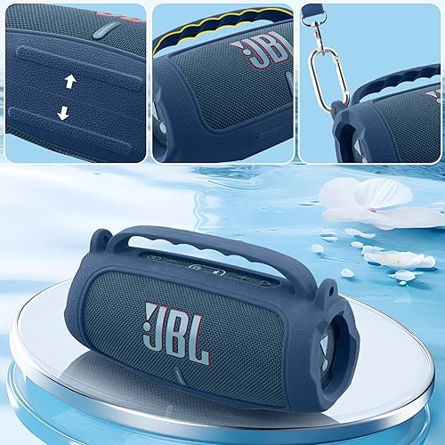 Miniatura 30 de Funda de silicona compatible con JBL Charge 5 portátil impermeable Bluetooth altavoz (funda de silicona negra) Negro cubierta,azul