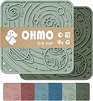 OHMO Lick Mat for Dogs & Cats Small 2-Pack (Camo & Light Green) - Slow Feeder Suction Cup Licking Pad for Anxiety Relief & Boredom Buster