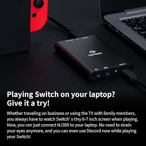 Miniatura 7 de Narvitech Tarjeta de captura HDMI NJ300, paso 4K60, grabación 1080P60, Plug & Play, transmisión de baja latencia para Switch 2, PS5, Xbox, PC y Mac.