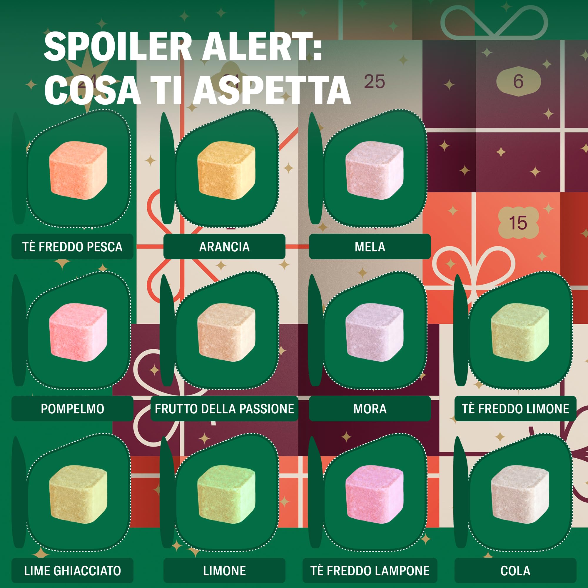 waterdrop® Calendario dell’Avvento 2025 – Mistery Box con 25 Sorprese Esclusive, Cubetti Aromatizzati per AcquaCalendario Avvento Unisex con Regali Donna Uomo, Idee Regalo di Natale,Buono Regalo