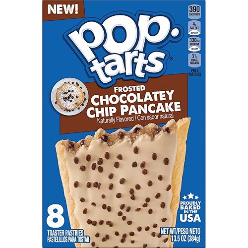Miniatura 5 de Pop-Tarts Pasteles tostadores, alimentos para el desayuno, aperitivos para niños, panqueques de chispas de chocolate esmerilado, caja de 13.5 onzas