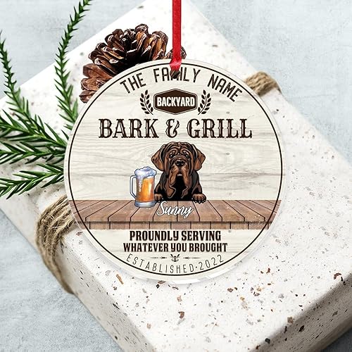 Vista 29 de SILYHEART Presa Canario Christmas Acrylic Ornament Dogs Welcome Ceramic Christmas Keepsake Family Dog Name Funny Christmas Memorial Gifts for Mom