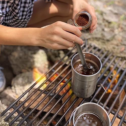 Miniatura 7 de Juego de tenedor largo y cuchara larga  Utensilios de comer de acero inoxidable de alcance profundo para bolsa MRE  Mantén las manos limpias y lejos