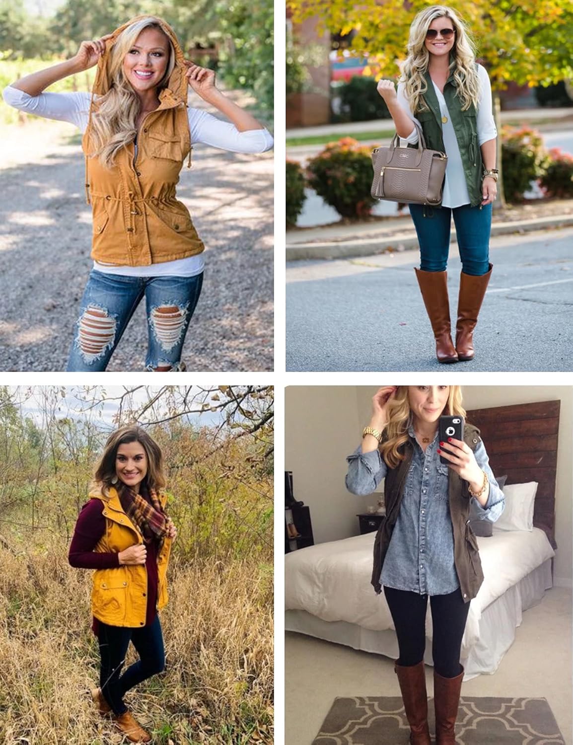 BBX Lephsnt Womens Utility Vest Drawstring Waist Military Sleeveless Jacket - Image 2