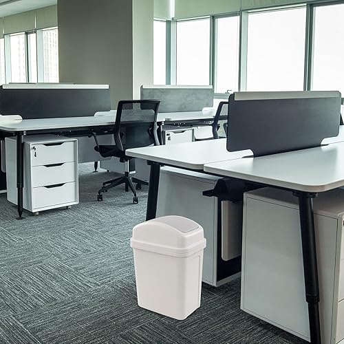 Miniatura 5 de Cubo de basura de plástico de 1.8 galones, bote de basura pequeño con tapa giratoria, ligeramente gris