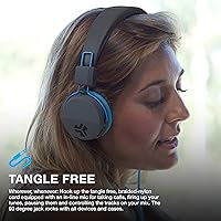 Vista 5 de JLab Auriculares de neón con cable, grafito/azul, luz de plumas, cuero ecológico ultra afelpado, controladores de 1.575 in, garantizados de por vida