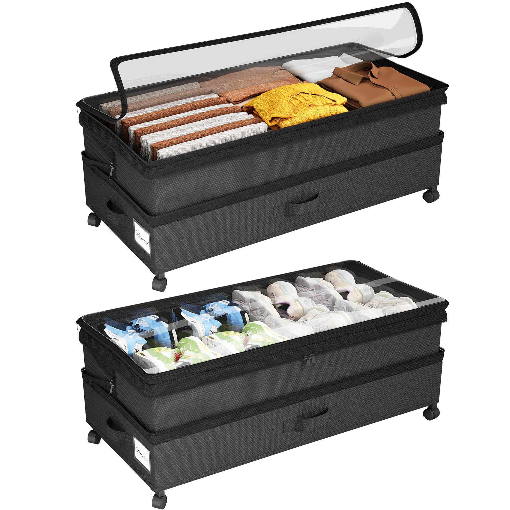 Photo 1 of Kitstorack 2 Pack Under Bed Storage with Wheels - Black