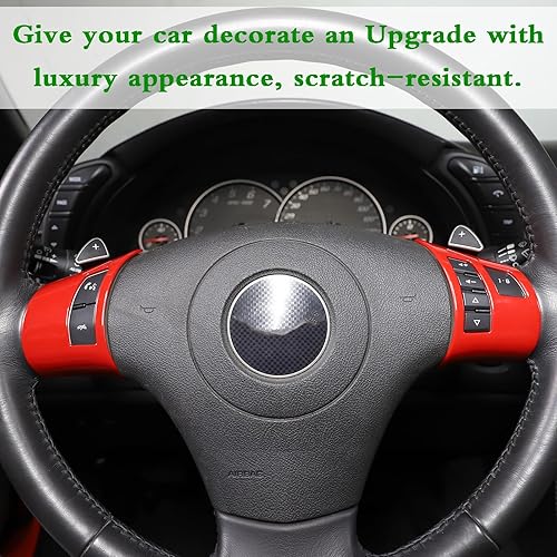 Miniatura 7 de LLKUANG Accesorios de moldura de botón para volante de automóvil compatibles con Chevrolet Corvette C6 2005-2013, accesorios de moldeo de marco de