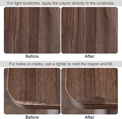 Miniatura 4 de uxcell Palo de relleno de cera de madera, crayones para muebles, reparación de madera, relleno de cera de retoque para arañazos, agujeros, mesas