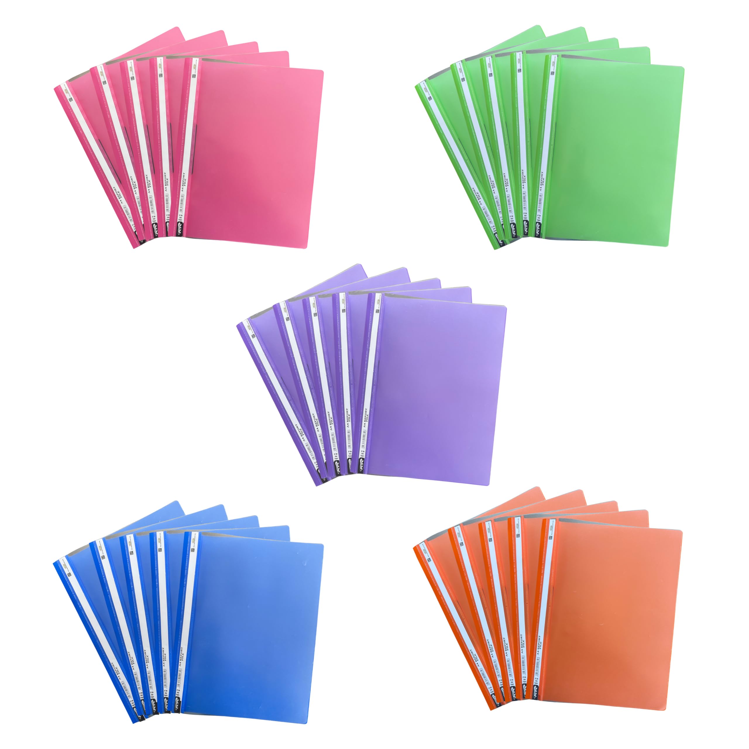 Eason Bros - 25 Pcs A4 Multicolour Project Folders -Colourful Plastic Display Folder Presentation Report Files with Clear Cover, Waterproof Document Organiser for School Office Home & Business (Set 1)