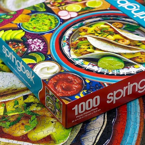 Miniatura 9 de Springbok Taco Table - Rompecabezas de 1000 piezas para adultos, tema de fiesta de tacos del Cinco de Mayo, ideal para noches de juego, tamaño