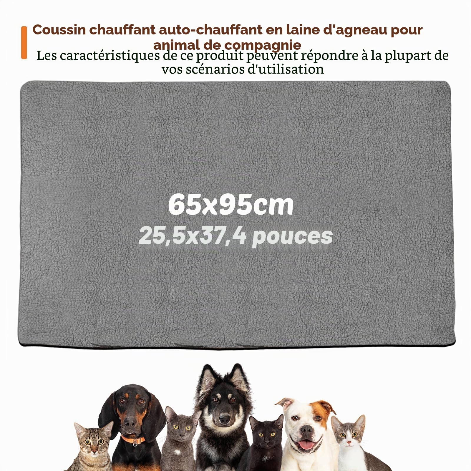 Sporgo chauffant tapis lit pour chat et chien 65x95cm couverture