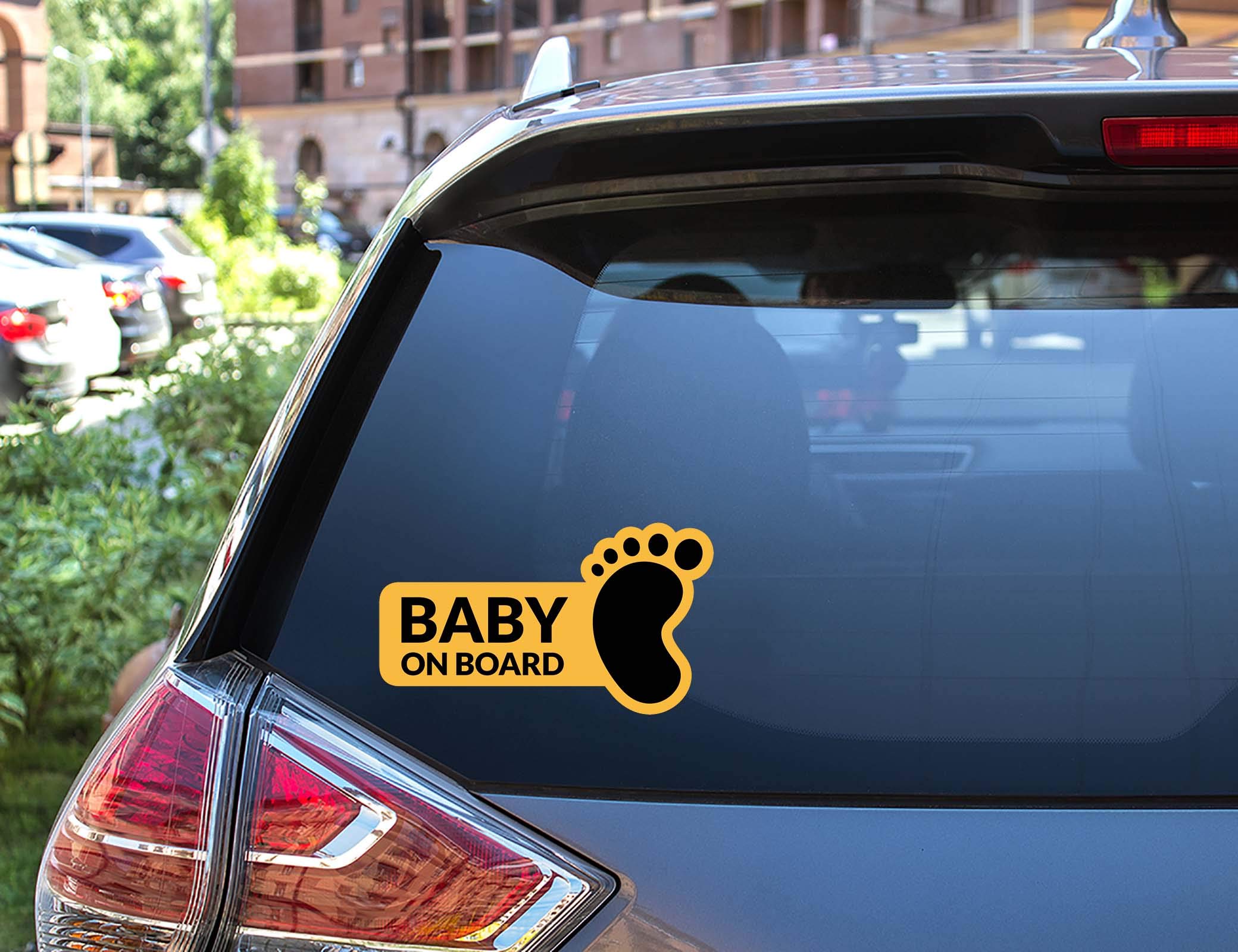 "Baby In Car" Vinyl Decal Sticker - Cute Cartoon Design, 5.5x4.5 Inches, For Cars & Windows