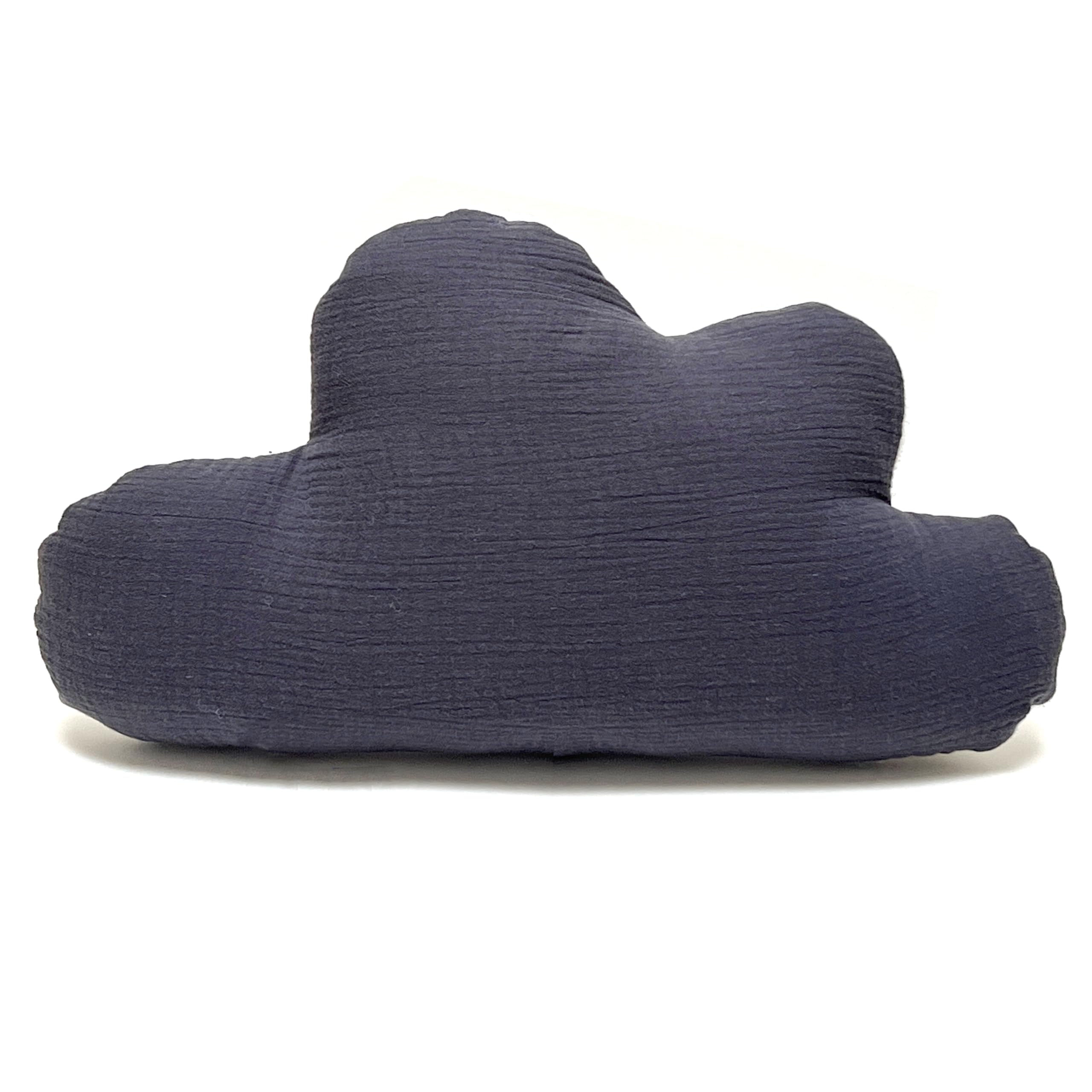 Blausberg Baby - Wolken-Kissen personalisiert, Baby Geschenk mit Name und Geburtsdatum zur Geburt, Taufe - Musselin Dunkelgrau - alle Materialien Oeko-TEX Standard 100 Zertifiziert