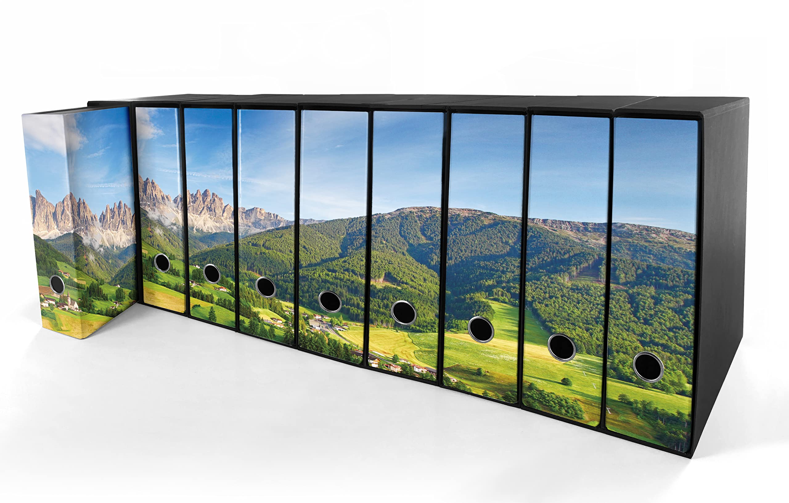 Set da 9 raccoglitori ad anelli SCENARIO ALPINO - Faldoni SHAREPRINTING (H34 con 4 anelli)