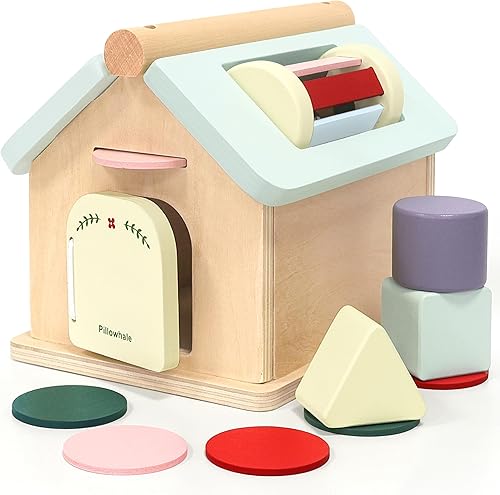 Vista 14 de Juego de juguetes de tren apilable de madera, bloques de construcción de madera con clasificador de formas, regalo de aprendizaje temprano