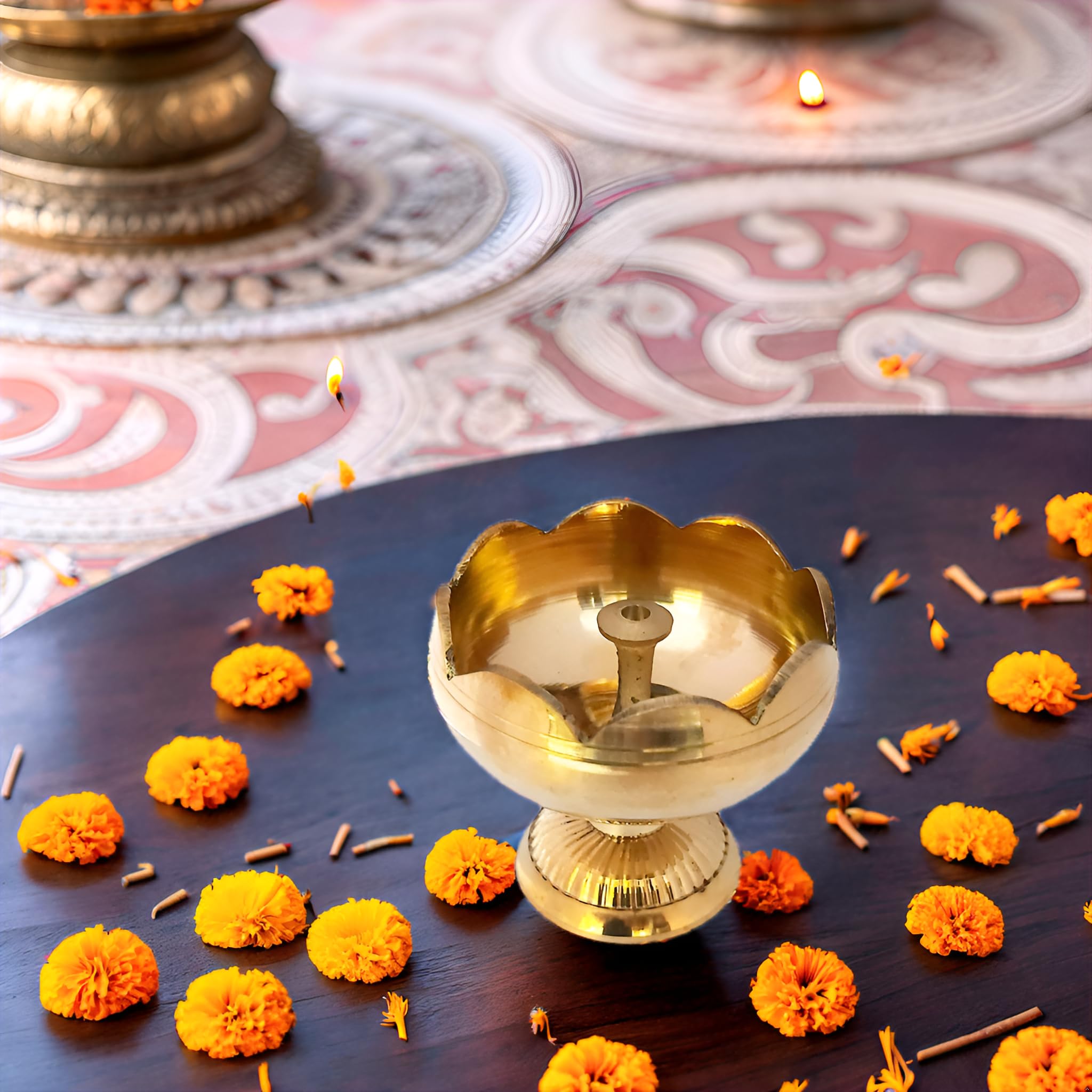 Handmade Pure Virgin Brass Diwali puja Jyoti Diya Indian Pooja Oil lamp Dia deepawali Diya/Oil lamp/Candle Tea Light Holder/Diwali Decoration. Indian Gift Items