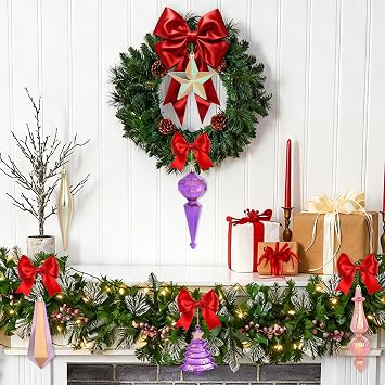 22Pcs Mardi Gras Christmas Tree Ornaments Set, Hand Painted Nutcracker Snowman Cupcake Baubles, Shatterproof Plastic Christmas Decorations for Tree, Holiday Hanging Decor (Purple & Green)