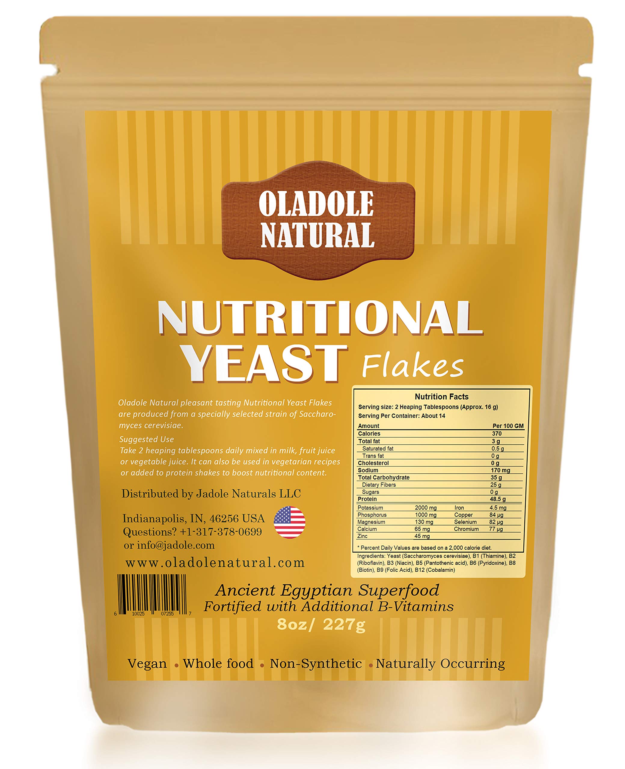 Oladole Natural Pure Natural Nutritional Yeast Flakes (8 oz 227 grams