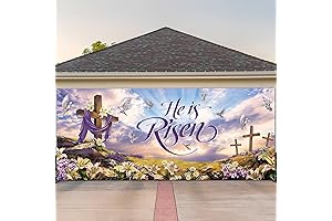 Thrilling He is Risen Easter Garage Door Banner: Enchanting Outdoor Décor for Divine Celebrations