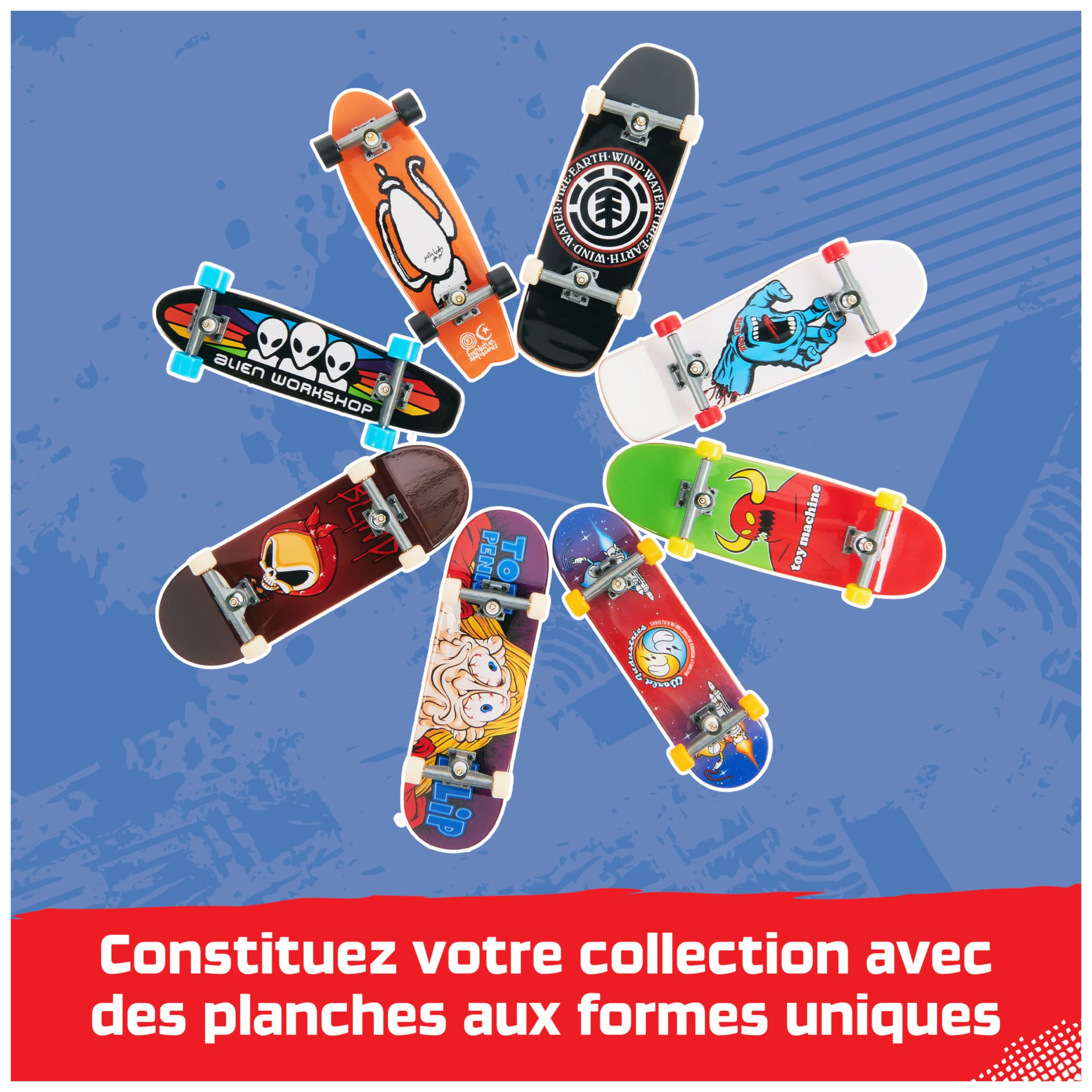 Tech Deck - Finger Skate - Coffret 25e Anniversaire 8 Finger Skates - 8 Authentiques Finger Skates A Collectionner Et 1 Figurine Dud - 25 Ans Mini Skate - Jouet Enfant 6 Ans et +
