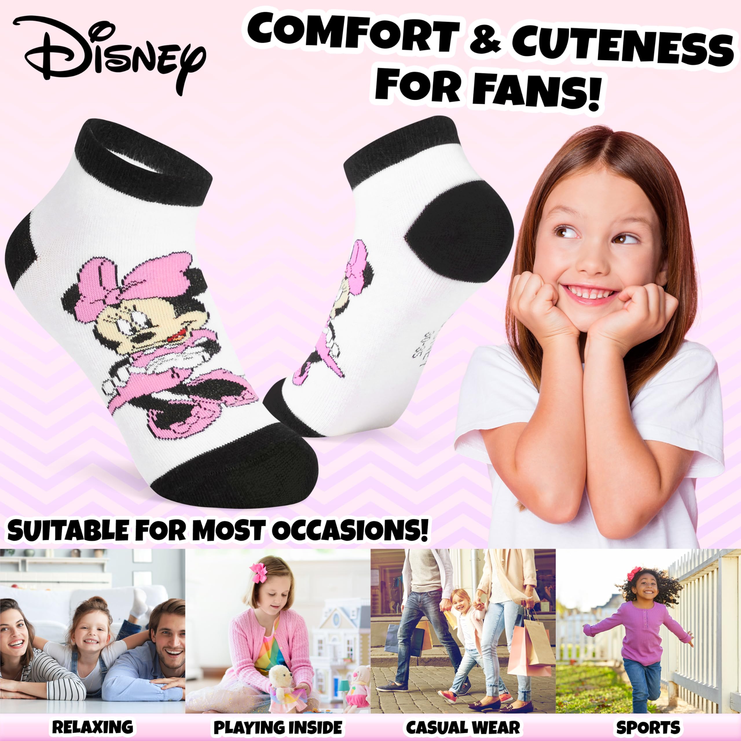 Disney Stitch Calzini Corti Bambina, Morbido e Traspirante Calze Ragazza, Pacco da 5, Regali Bambina