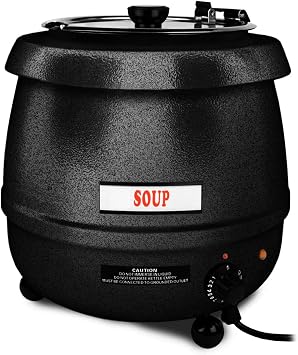 Excellante 10.50-Quart Stainless Steel Soup Warmer, Black