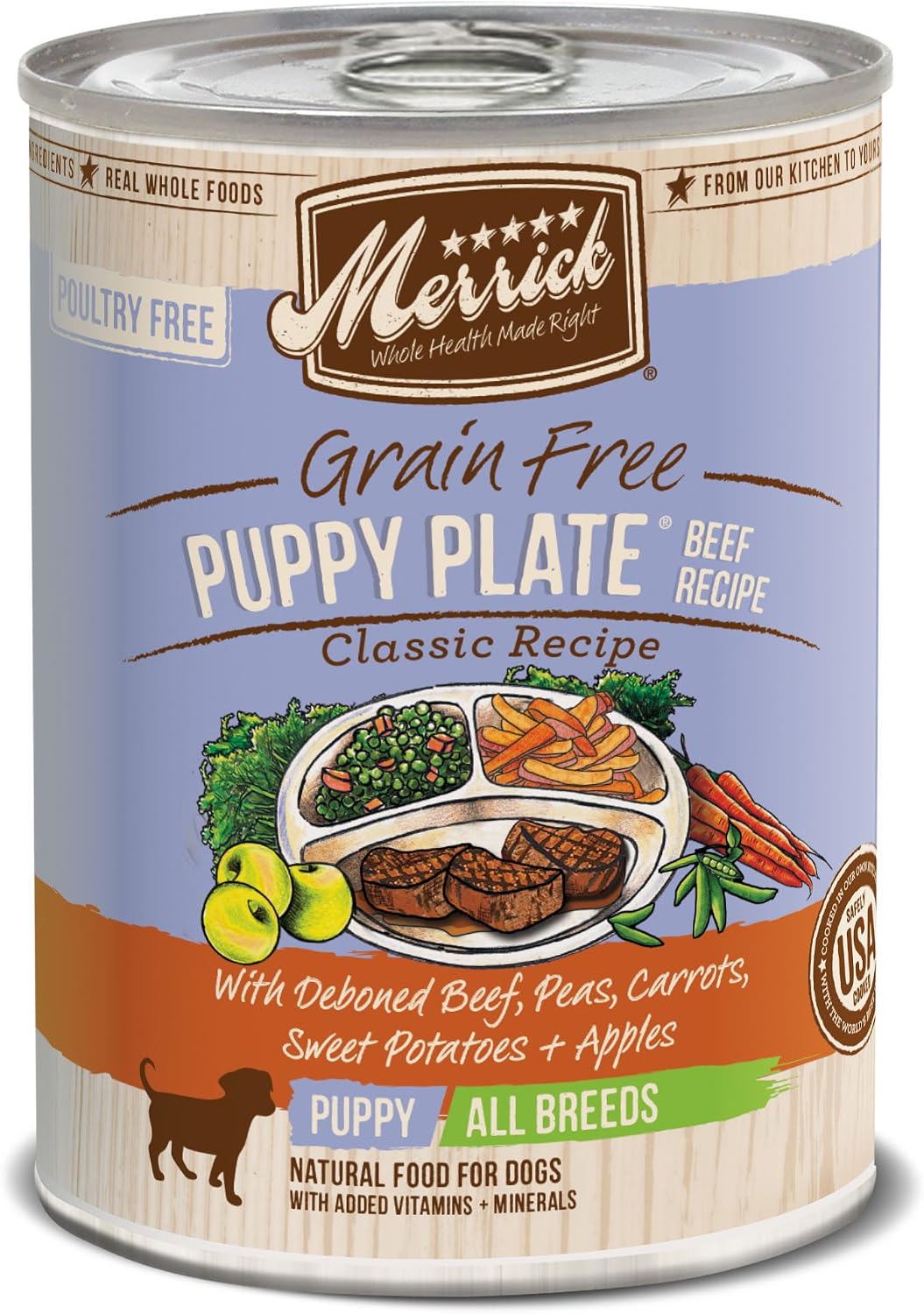Merrick Classic Grain Free Puppy Plate Beef Wet Dog Food, 13.2 Oz, Case Of 12 Cans