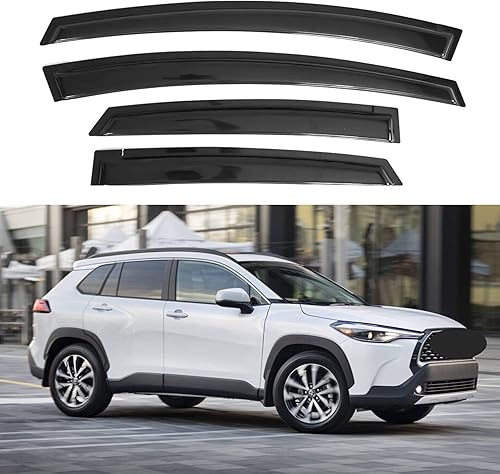 Miniatura 364 de IG - Visera para ventana de automóvil, protector contra la lluvia, el sol y el viento, con cinta adhesiva, deflector extraduradero para ventana