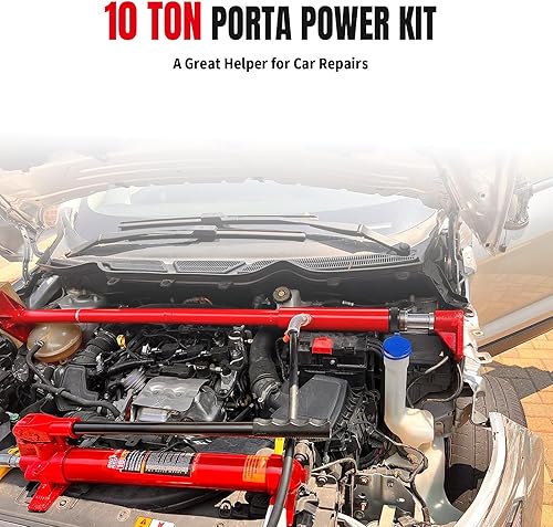 Miniatura 5 de Torin - Cilindro hidráulico portátil de color rojo, kit de reparación estructural para automóvil con funda móvil, capacidad para 10 toneladas