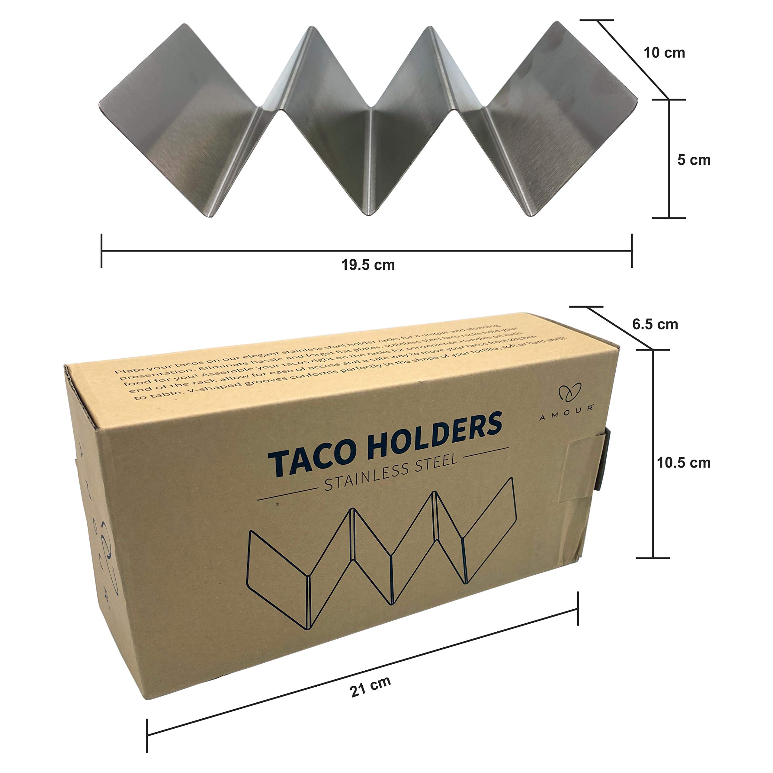 Amour Taco Holder Taco Stand Holds up to 3 Tacos Each as Plates Safe for Dishwasher Oven and Grill 1
