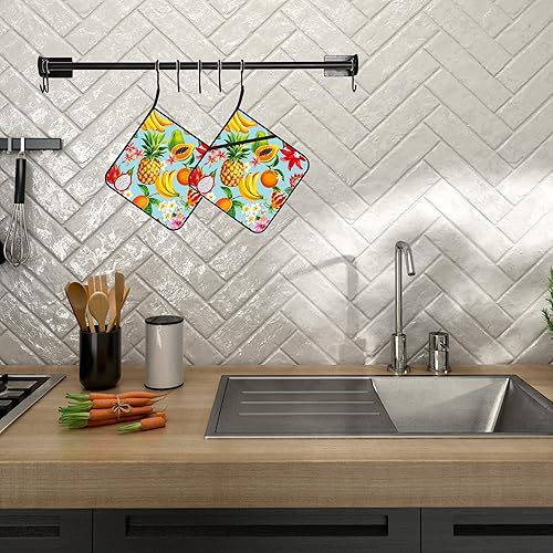 Miniatura 5 de Juego de 2 soportes para macetas de frutas tropicales hawaianas, resistentes al calor y antideslizantes, almohadillas calientes para horno de