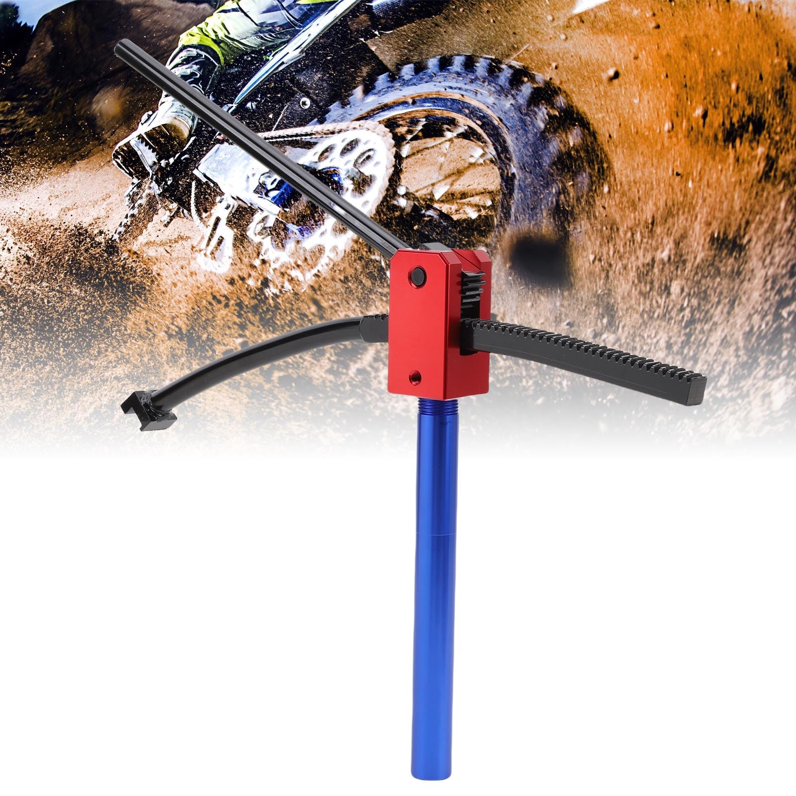 Kit Attrezzi Cambio Pneumatici Dirt Bike Alluminio, Smontagomme con Ingranaggi Cremagliera e Pignone per Ruote 16-21 Pollici Assi 15-25mm, Portatile