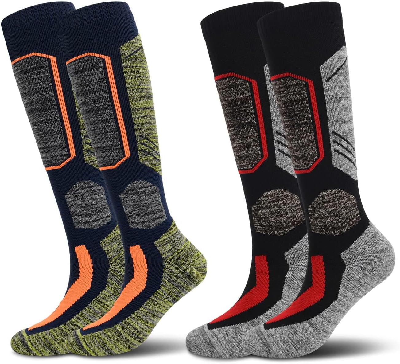 2 Pairs Ski Socks for Men and Women, Knee High Snowboard Socks hick Skiing Socks High Performance Knee High Socks Breathable Knee High Socks Thermal Insulated Skiing Socks Moisture-Wicking Ski Socks